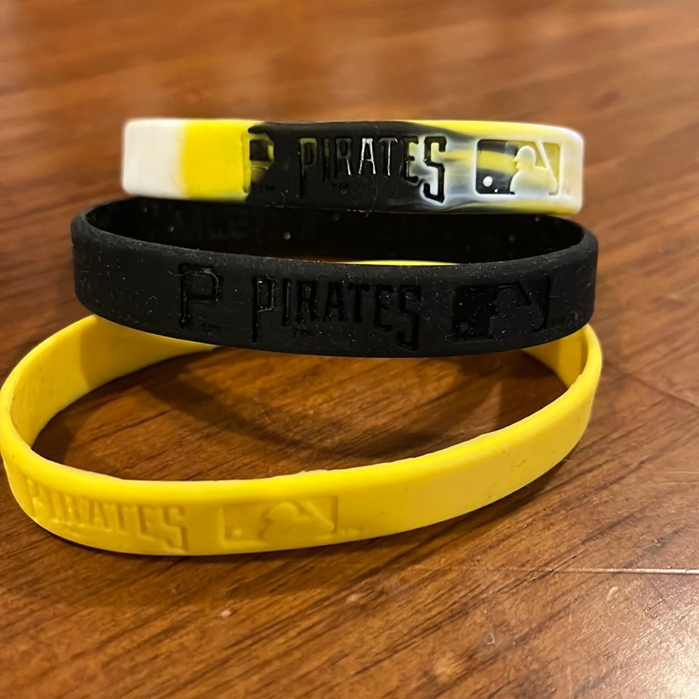 Pittsburgh Pirates Baseball Baller bands wristbands adult size X 3 wrist band